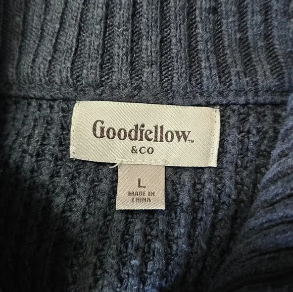 Goodfellow Colorblock Half Zip Sweater Men’s Large Maroon Navy Striped Pullover - Picture 5 of 8